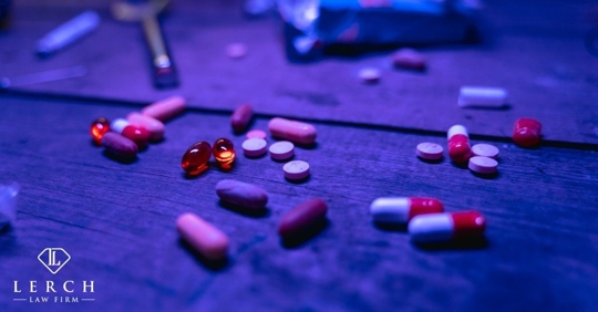drugs and pills on a wooden surface