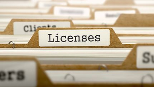 License title on folder